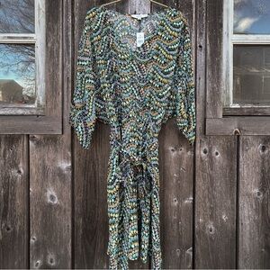 LOFT Dress Midi Floral Boho Romantic Cottagecore Prairie Green size XL NWT